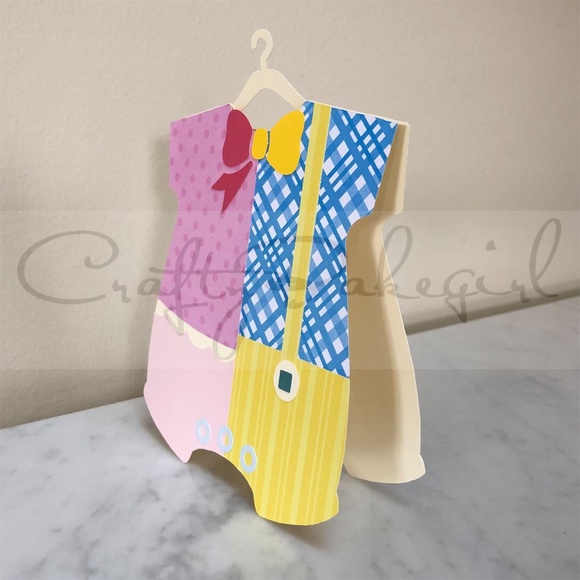 Handmade Baby Shower Card Twins Baby Girl Twins Baby Boy Blank Card Cream Hanger - Picture 2 of 5